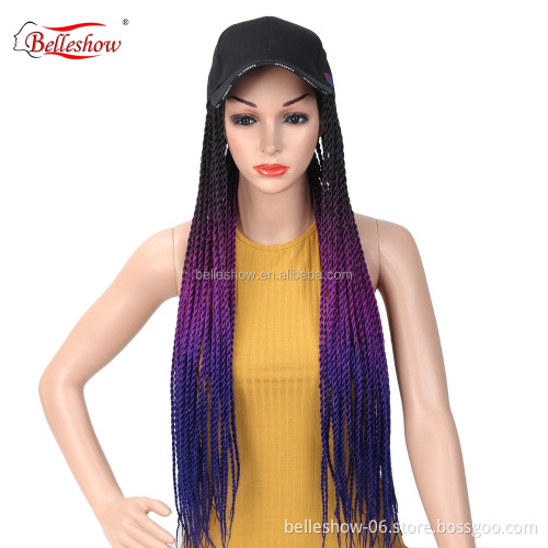 Hot sell 24 inch ombre synthetic braiding hair crochet braid hair ombre senegalese twist hair black basketball hat wig